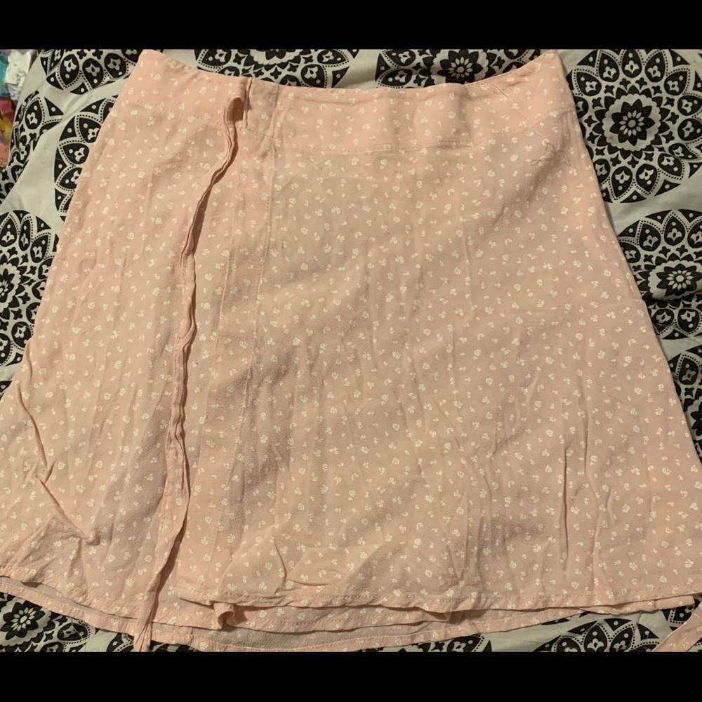 Brandy Melville Light Pink Floral Wrap Skirt